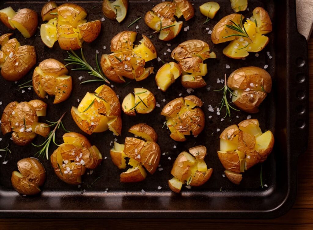 pommes de terre écrasées cuites au four et croustillantes